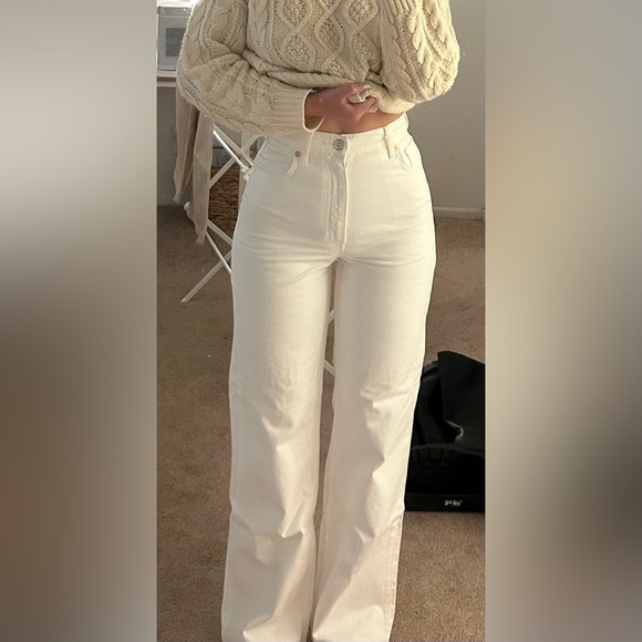 Zara Wide Leg White Pants - Picture 2 of 5